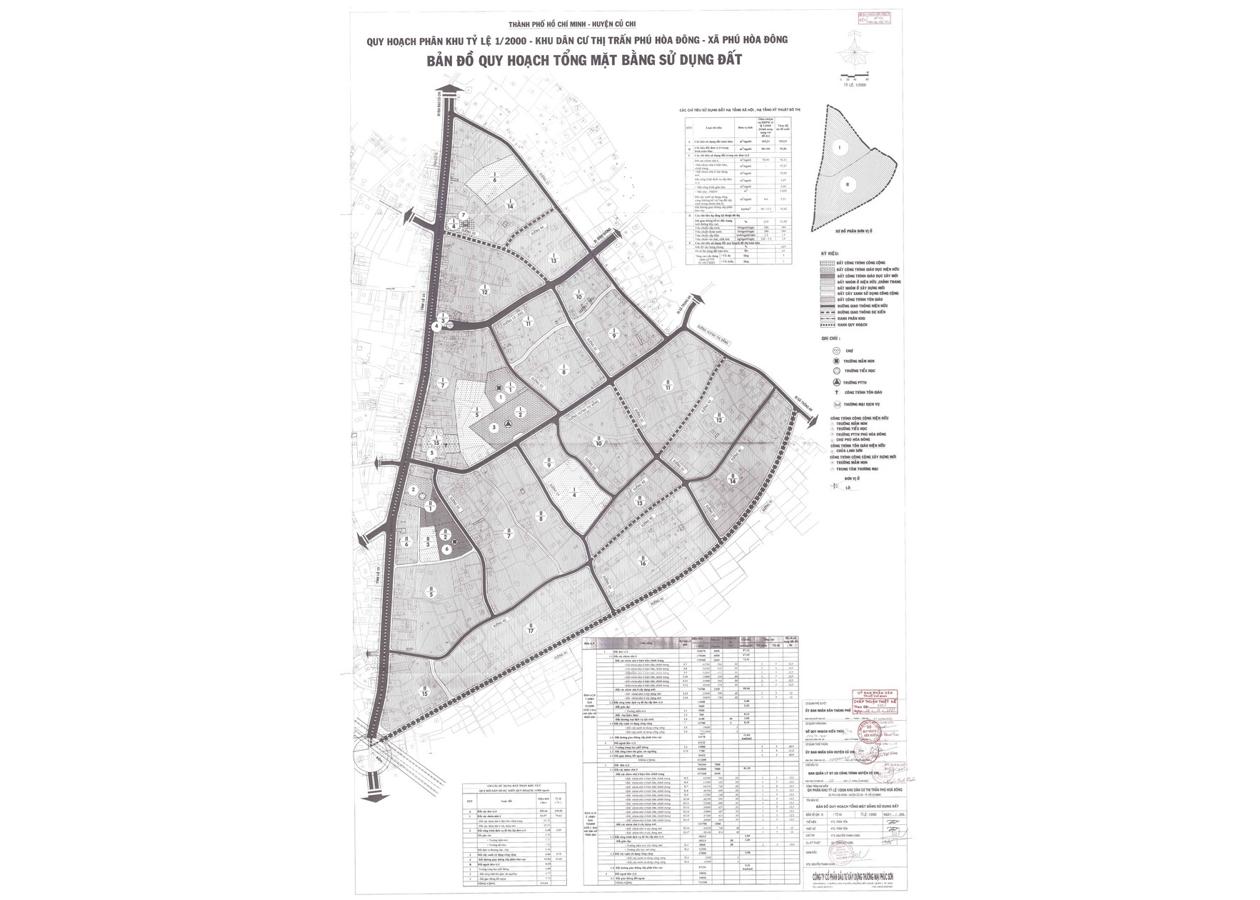 Bản đồ quy hoạch 1/2000 Khu dân cư thị trấn Phú Hòa Đông, Huyện Củ Chi