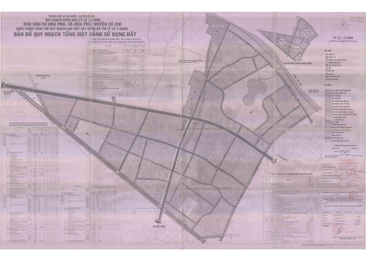 Bản đồ quy hoạch 1/2000 Khu dân cư xã Hòa Phú, Huyện Củ Chi