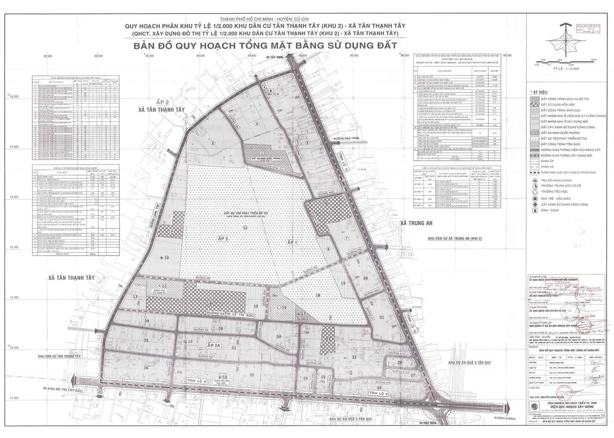 Bản đồ quy hoạch 1/2000 Khu dân cư xã Tân Thạnh Tây - khu 2, Huyện Củ Chi