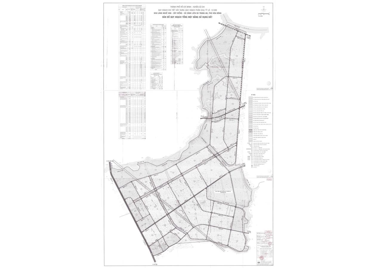 Bản đồ quy hoạch 1/2000 Khu làng nghề hoa - cây kiểng - cá cảnh liên xã Trung An, xã Phú Hòa Đông, Huyện Củ Chi