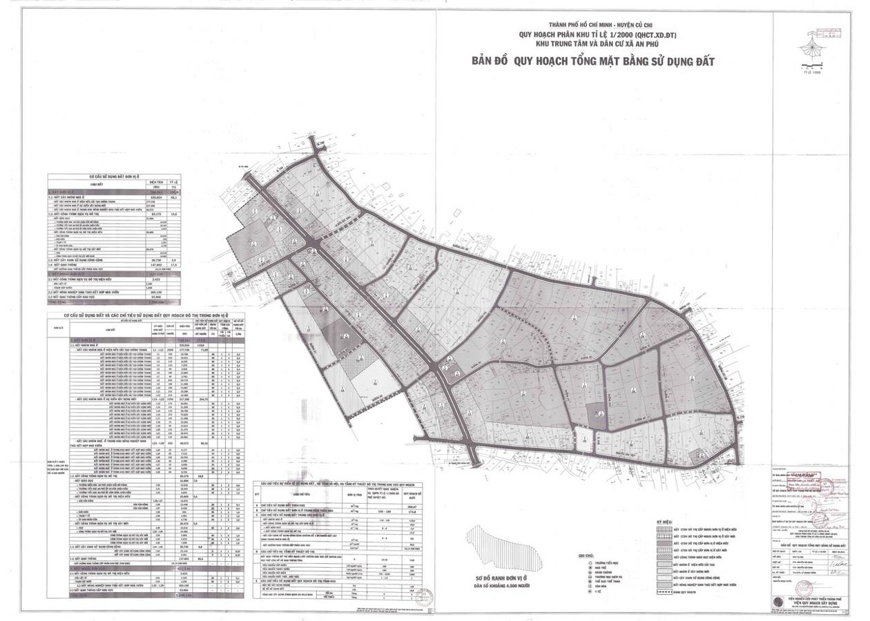 Bản đồ quy hoạch 1/2000 Khu trung tâm và dân cư xã An Phú, Huyện Củ Chi