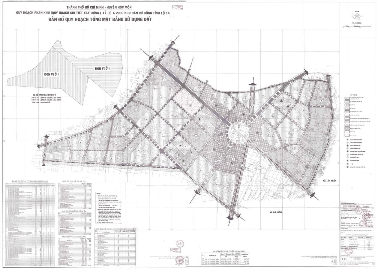 Bản đồ quy hoạch 1/2000 Khu dân cư Đông Tỉnh lộ 14, xã Xuân Thới Thượng, Huyện Hóc Môn