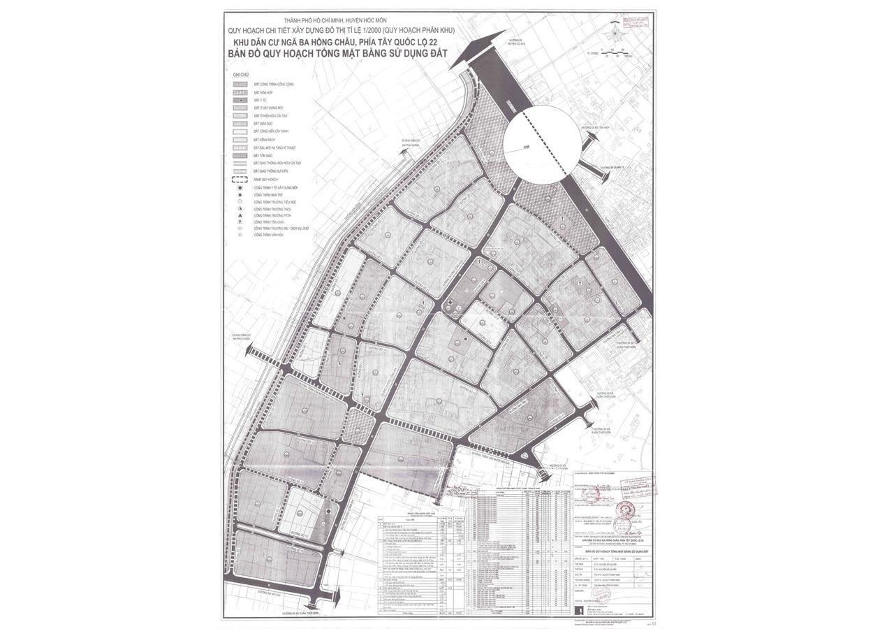 Bản đồ quy hoạch 1/2000 Khu dân cư ngã ba Hồng Châu, phía Tây Quốc lộ 22, Huyện Hóc Môn
