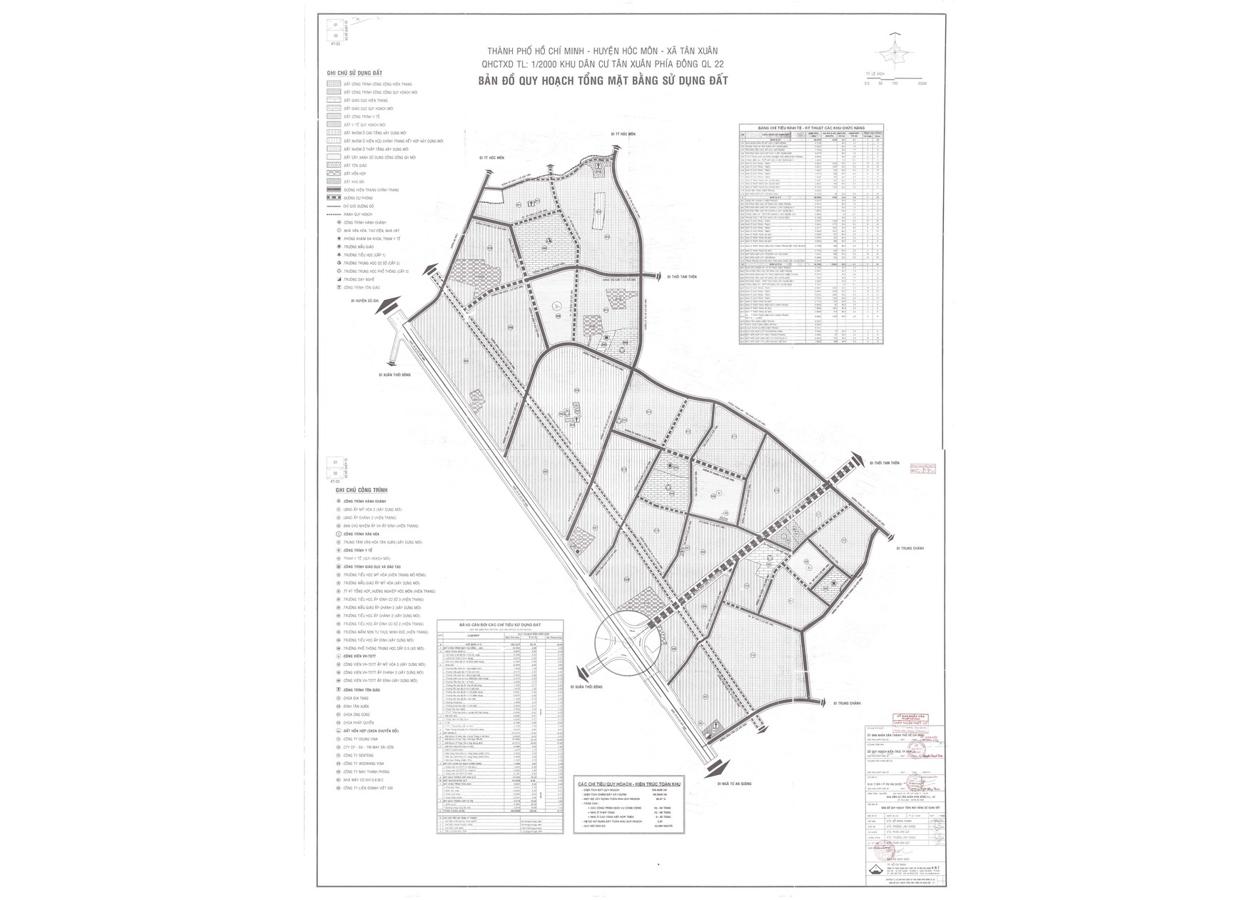 Bản đồ quy hoạch 1/2000 Khu dân cư Tân Xuân phía Đông QL 22, Huyện Hóc Môn