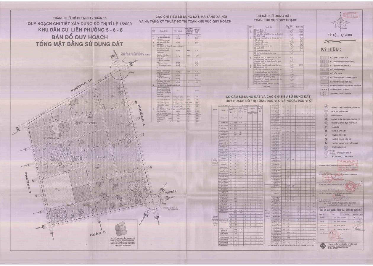 Bản đồ quy hoạch 1/2000 Khu dân cư liên phường 5, 6, 8, Quận 10