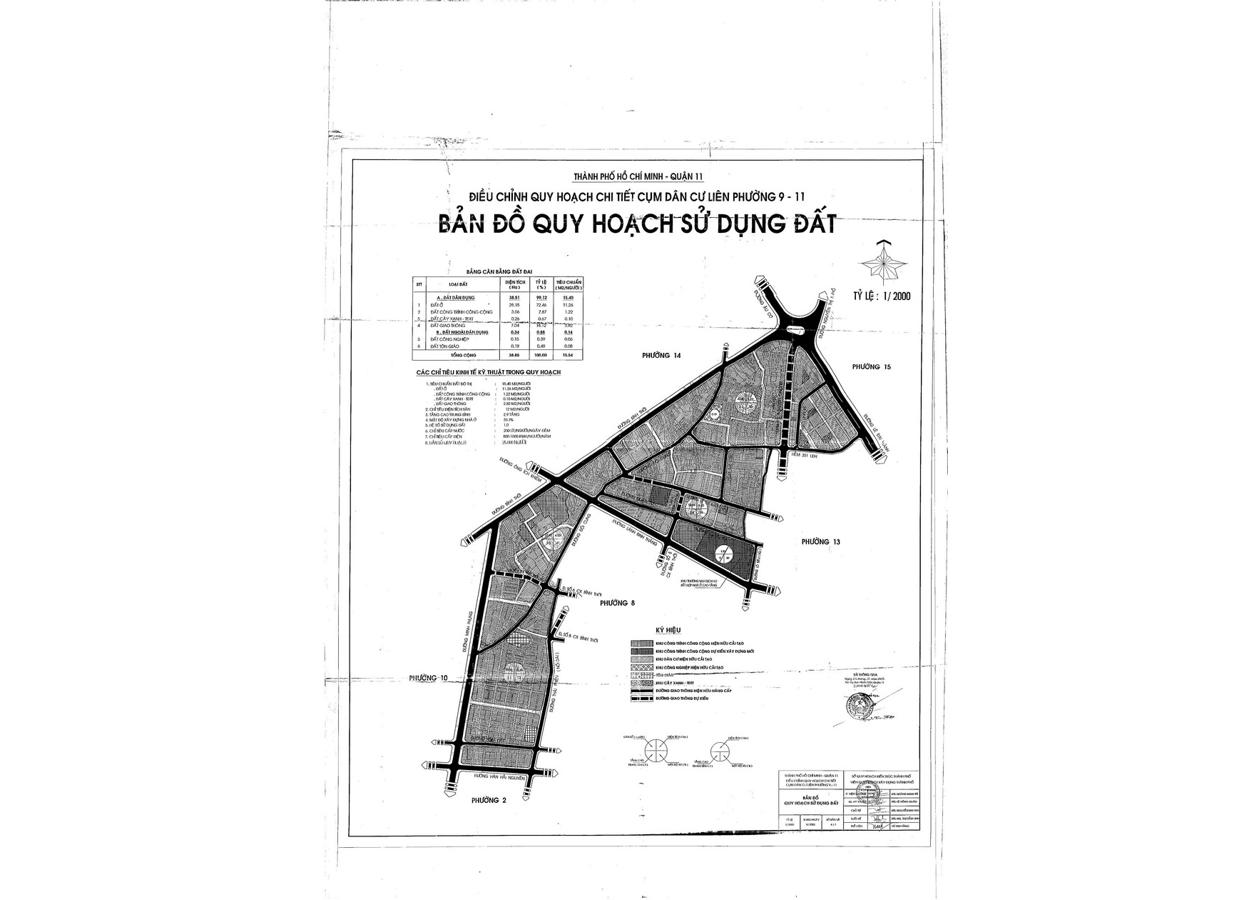 Bản đồ quy hoạch 1/2000 Khu dân cư liên phường 9, 11, Quận 11