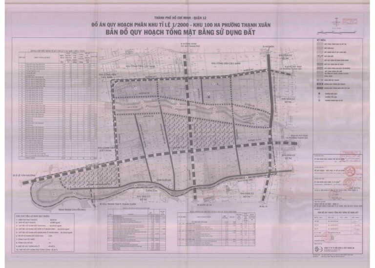 Bản đồ quy hoạch 1/2000 Khu dân cư 100 ha phường Thạnh Xuân