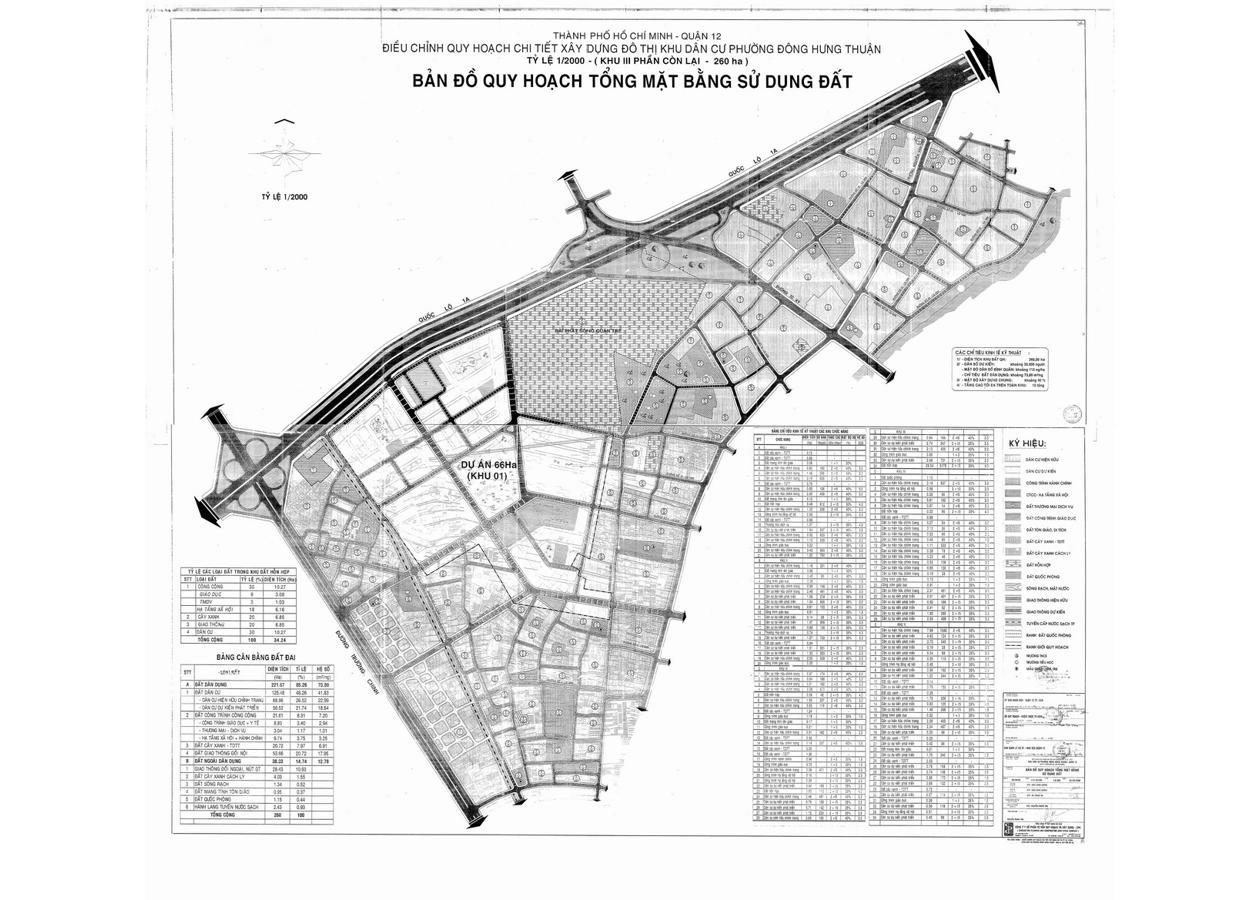 Bản đồ quy hoạch 1/2000 Khu dân cư phường Đông Hưng Thuận - Khu 3, Quận 12