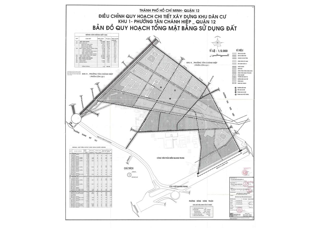 Bản đồ quy hoạch 1/2000 Khu dân cư phường Tân Chánh Hiệp - Khu 1, Quận 12