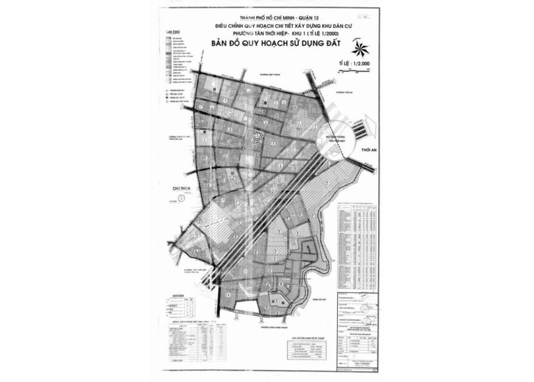 Bản đồ quy hoạch 1/2000 Khu dân cư phường Tân Thới Hiệp - Khu 1