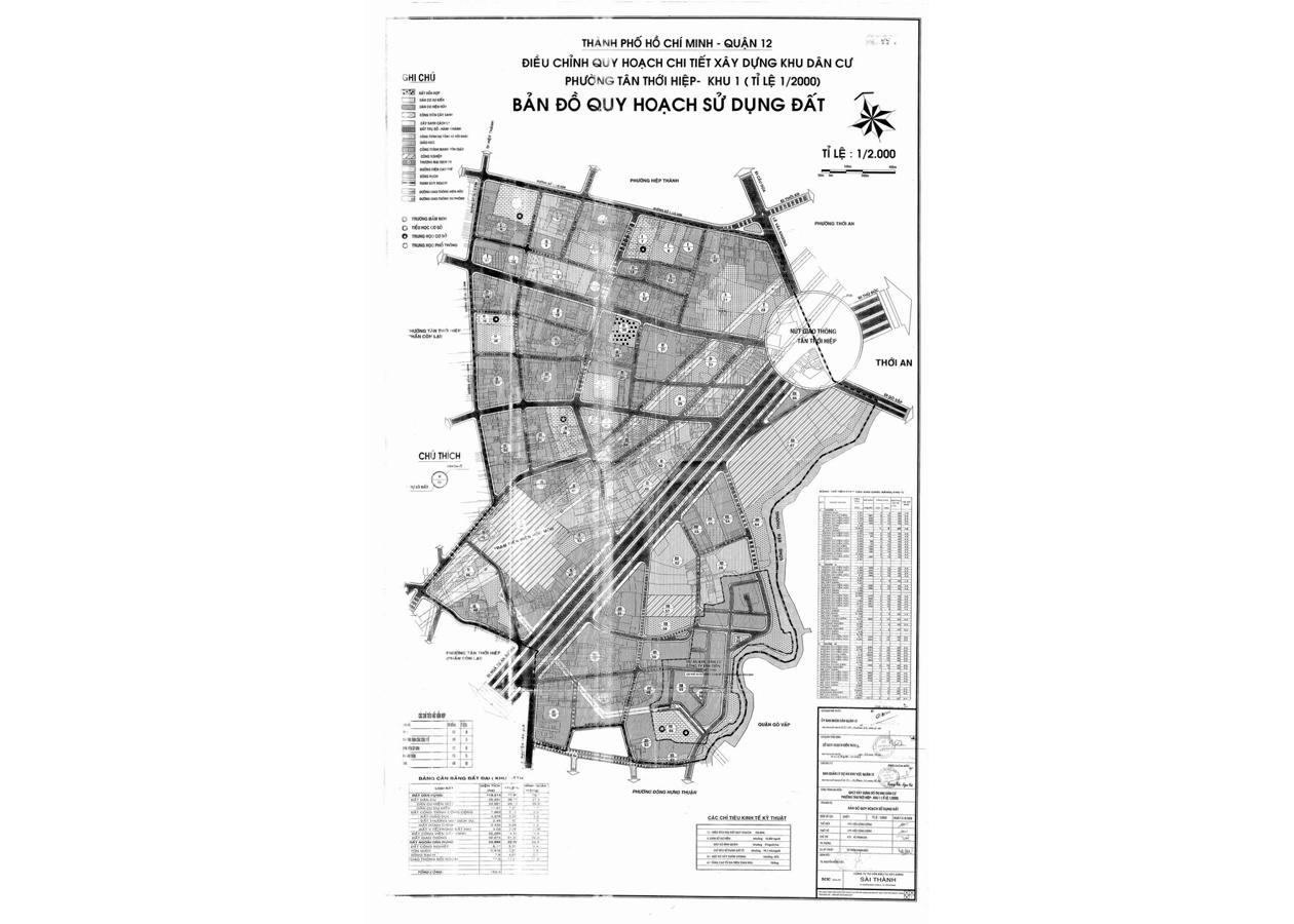 Bản đồ quy hoạch 1/2000 Khu dân cư phường Tân Thới Hiệp - Khu 1, Quận 12
