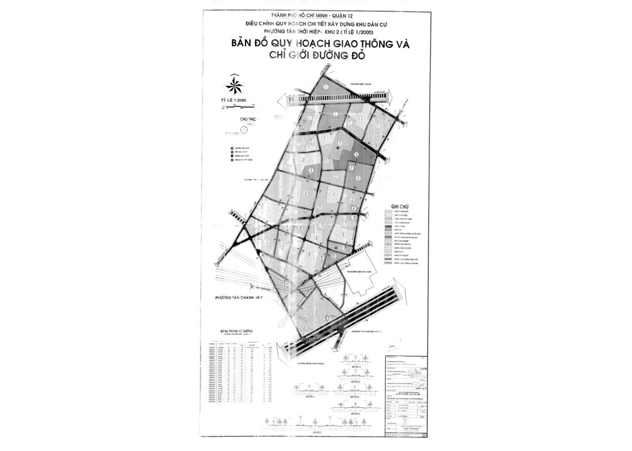 Bản đồ quy hoạch 1/2000 Khu dân cư phường Tân Thới Hiệp - Khu 2, Quận 12