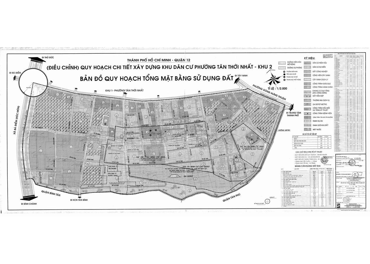 Bản đồ quy hoạch 1/2000 Khu dân cư phường Tân Thới Nhất - Khu 2, Quận 12