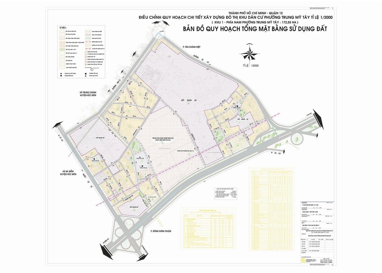 Bản đồ quy hoạch 1/2000 Khu dân cư phường Trung Mỹ Tây - Khu 1, Quận 12