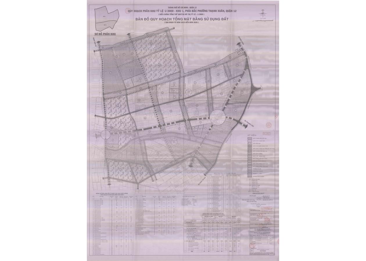 Bản đồ quy hoạch 1/2000 Khu 1 Bắc phường Thạnh Xuân, Quận 12
