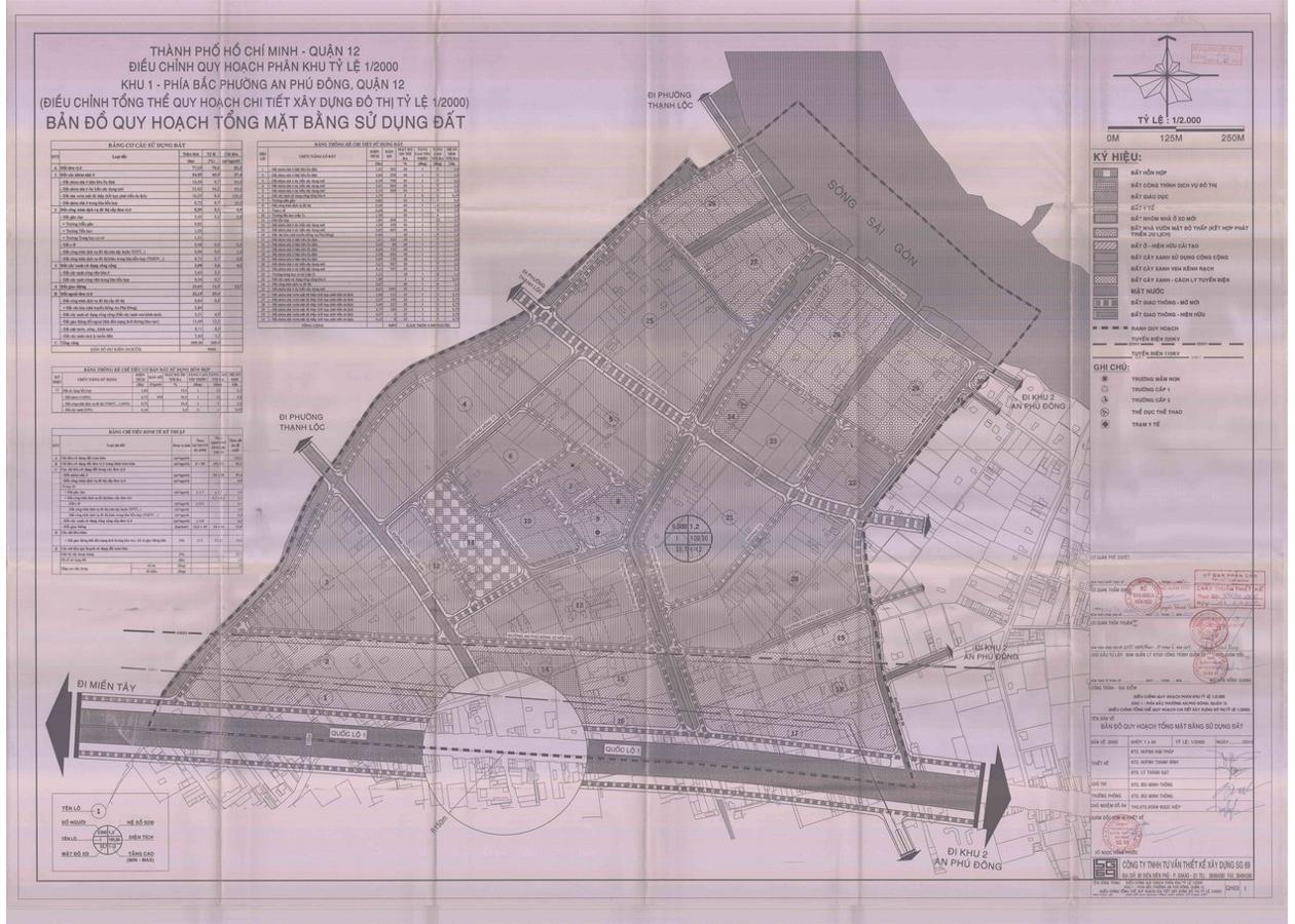 Bản đồ quy hoạch 1/2000 Khu 1- phía Bắc phường An Phú Đông, Quận 12