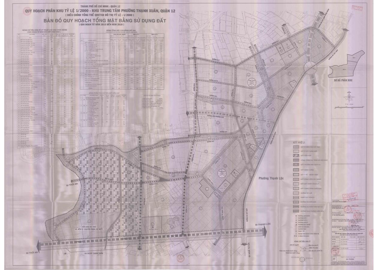 Bản đồ quy hoạch 1/2000 Khu trung tâm phường Thạnh Xuân, Quận 12