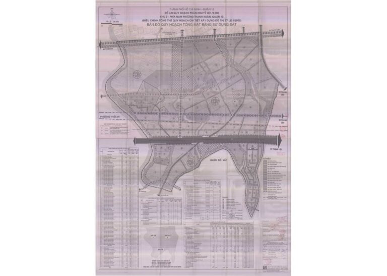 Bản đồ quy hoạch 1/2000 Khu trung tâm và dân cư Quận 12 tại phường Thới An (Khu 1)