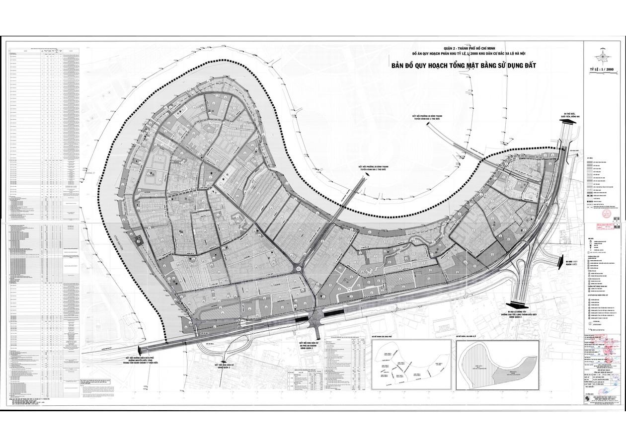 Bản đồ quy hoạch 1/2000 Khu dân cư Bắc Xa Lộ Hà Nội, phường Thảo Điền và phường An Phú, Quận 2