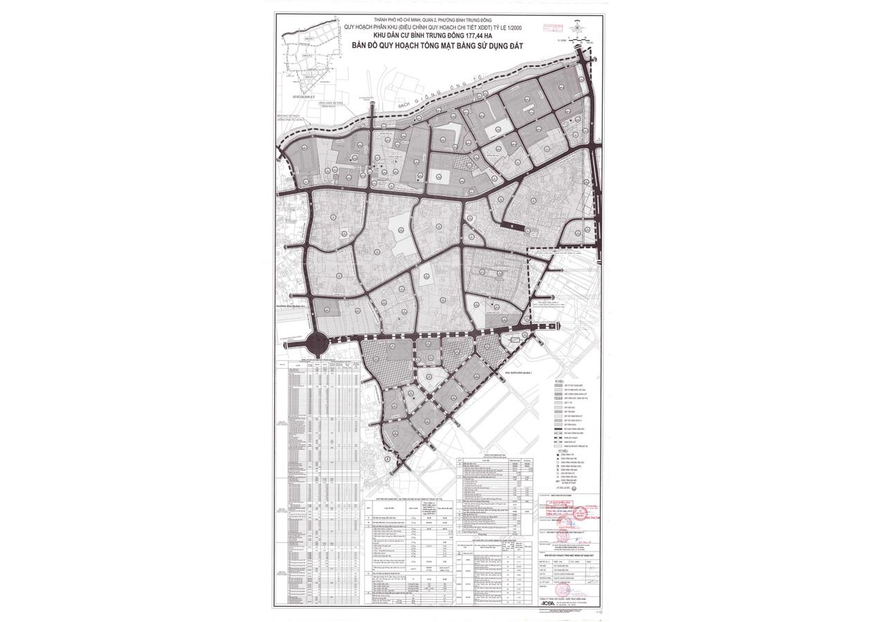 Bản đồ quy hoạch 1/2000 Khu dân cư Bình Trưng Đông 177,44 ha, Quận 2