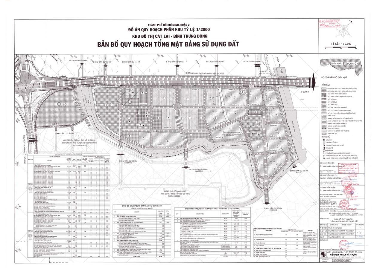 Bản đồ quy hoạch 1/2000 Khu dân cư Bình Trưng Đông - Cát lái (110ha), Quận 2