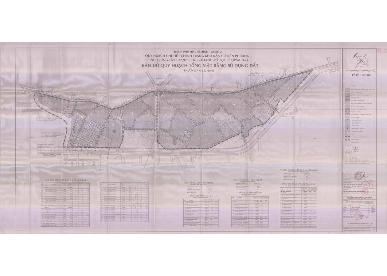 Bản đồ quy hoạch 1/2000 Khu dân cư liên phường Bình Trưng Tây - Thạnh Mỹ Lợi, Quận 2