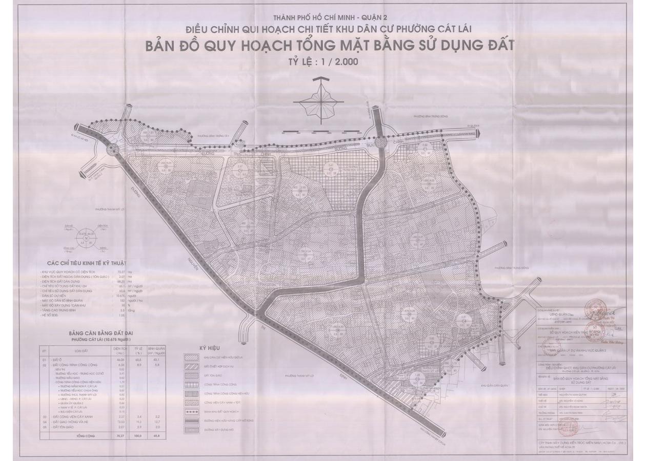 Bản đồ quy hoạch 1/2000 Khu dân cư phường Cát Lái, Quận 2