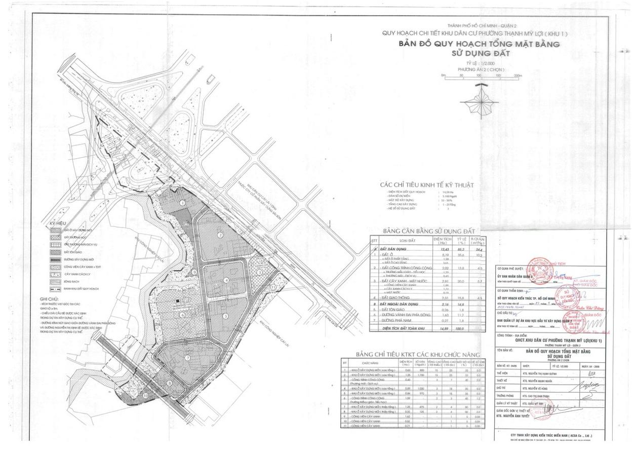 Bản đồ quy hoạch 1/2000 Khu dân cư số 1, phường Thạnh Mỹ Lợi, Quận 2