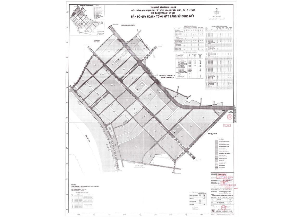 Bản đồ quy hoạch 1/2000 Khu dân cư Thạnh Mỹ Lợi 180,8 ha (khu 174 ha cũ) phường Thạnh Mỹ Lợi, Quận 2