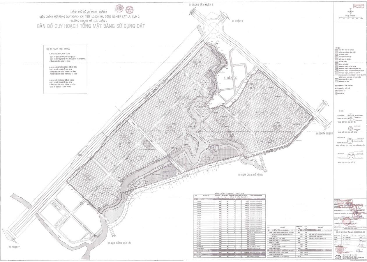 Bản đồ quy hoạch 1/2000 Khu công nghiệp Cát Lái cụm II (3 giai đoạn) 124ha, phường Cát Lái, Quận 2