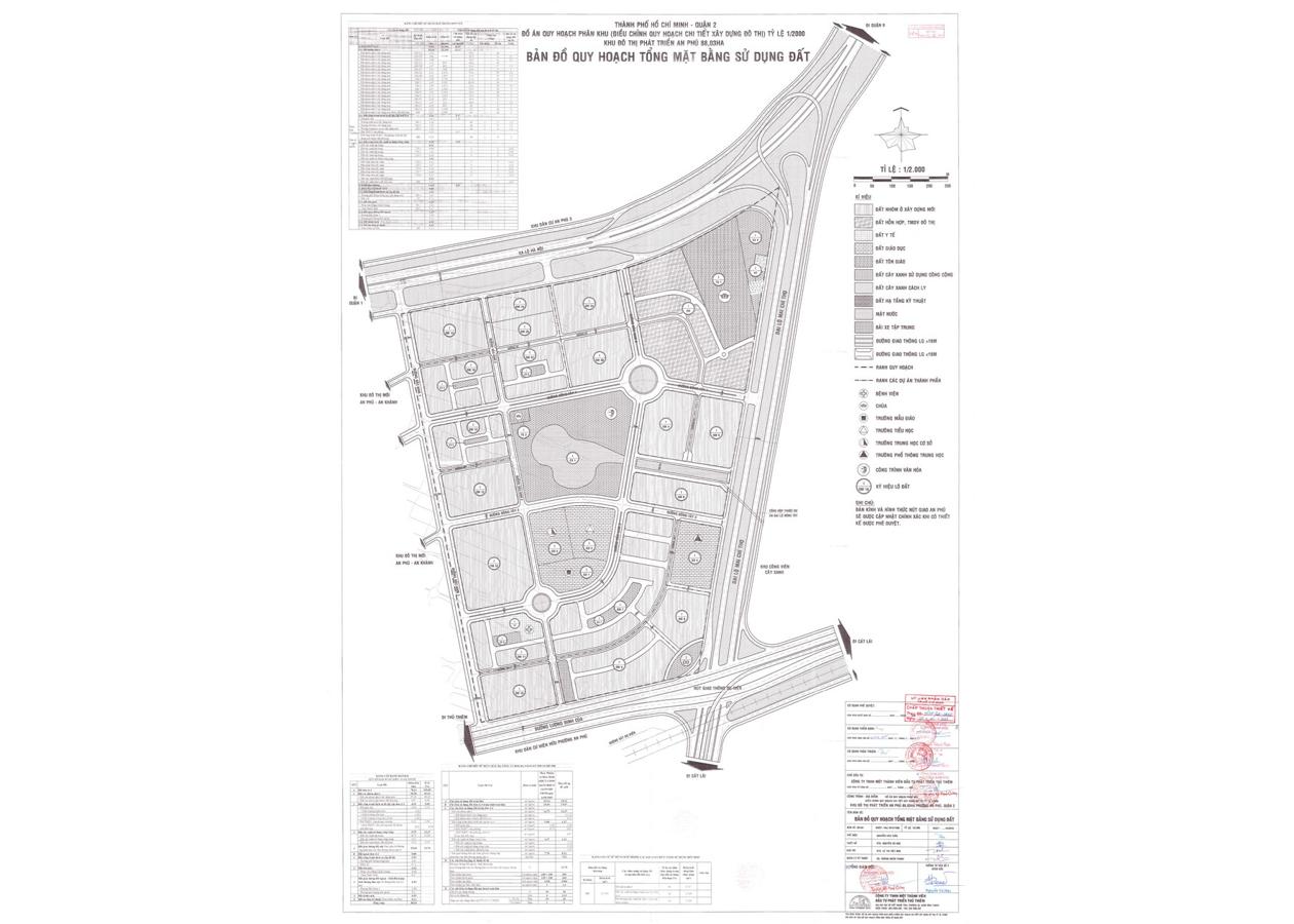 Bản đồ quy hoạch 1/2000 Khu đô thị phát triển An Phú 88,03 ha phường An Phú, Quận 2