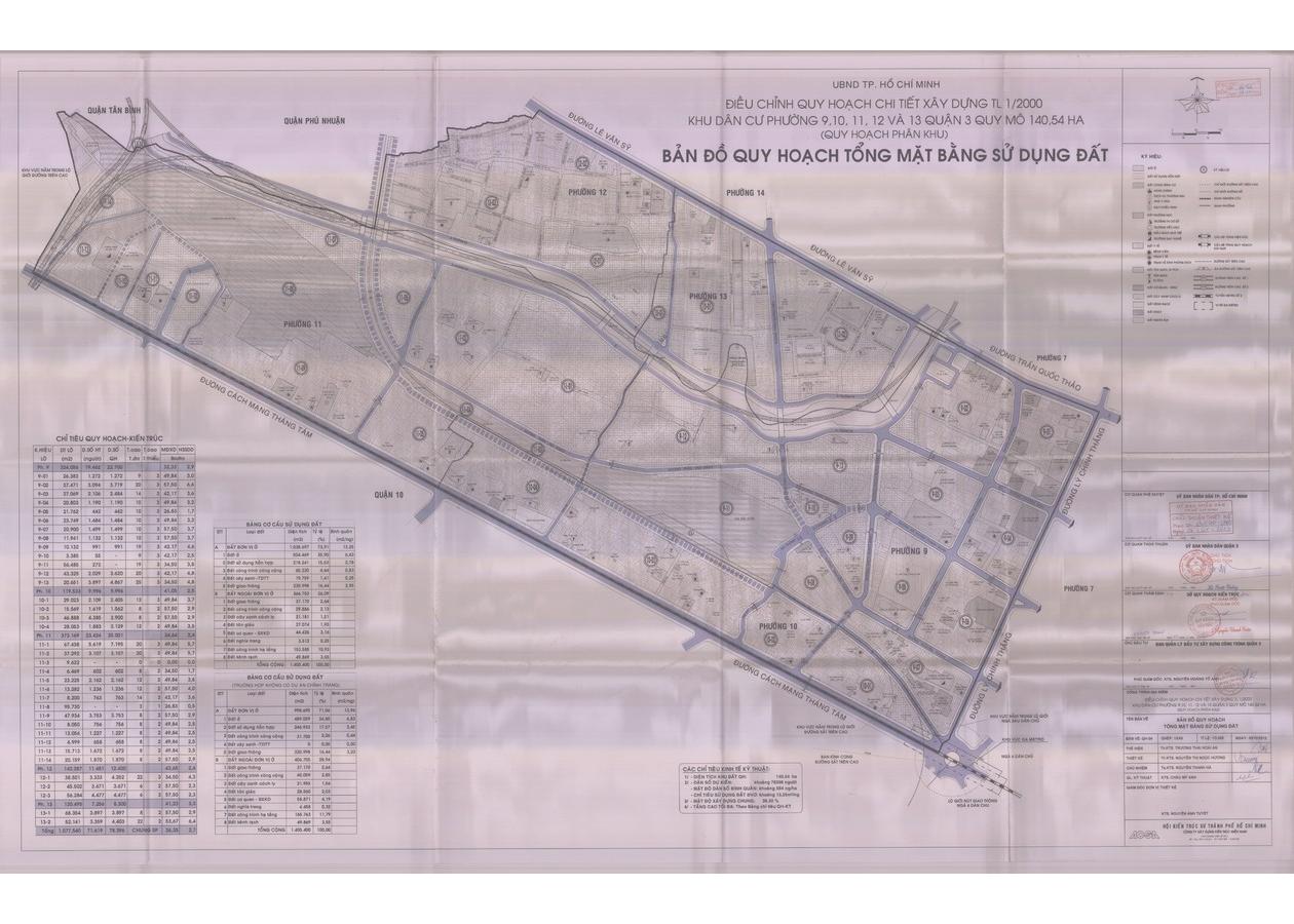 Bản đồ quy hoạch 1/2000 Khu dân cư liên phường 9, 10, 11, 12, 13, Quận 3