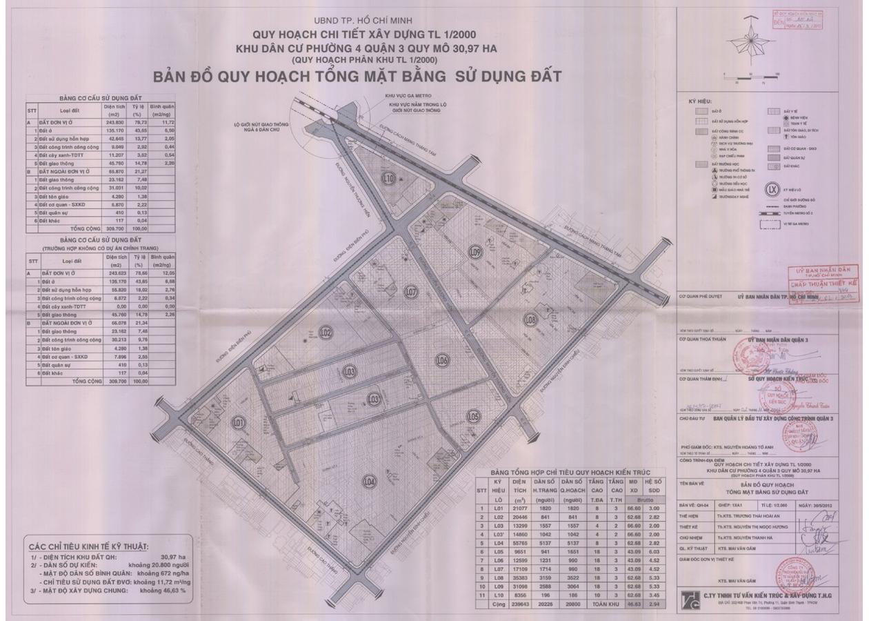 Bản đồ quy hoạch 1/2000 Khu dân cư Phường 4, Quận 3