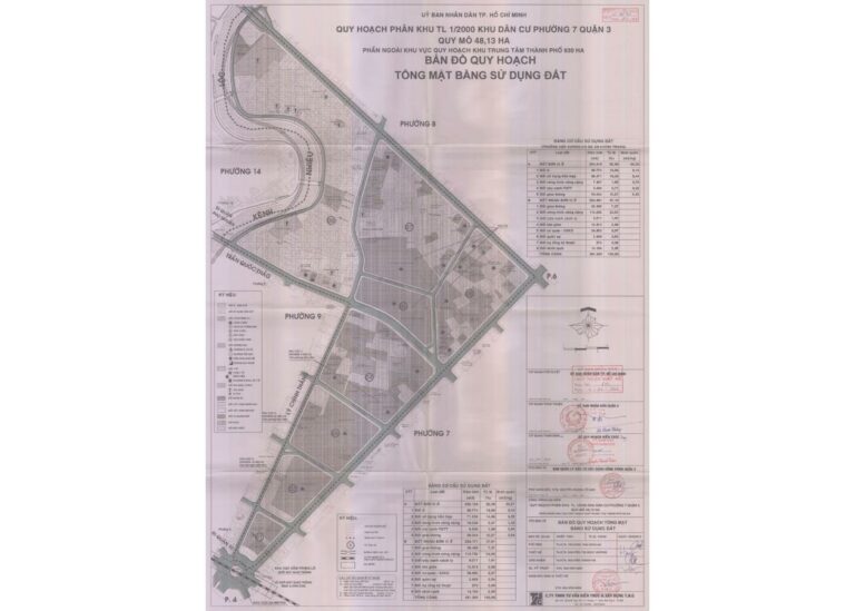 Bản đồ quy hoạch 1/2000 Khu dân cư Phường 7 (phần ngoài ranh 930ha)
