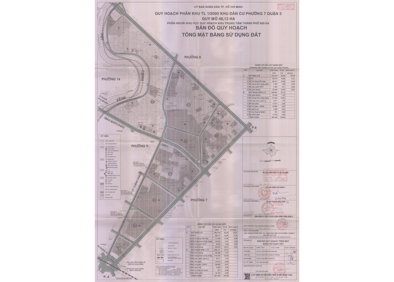 Bản đồ quy hoạch 1/2000 Khu dân cư Phường 7 (phần ngoài ranh 930ha), Quận 3