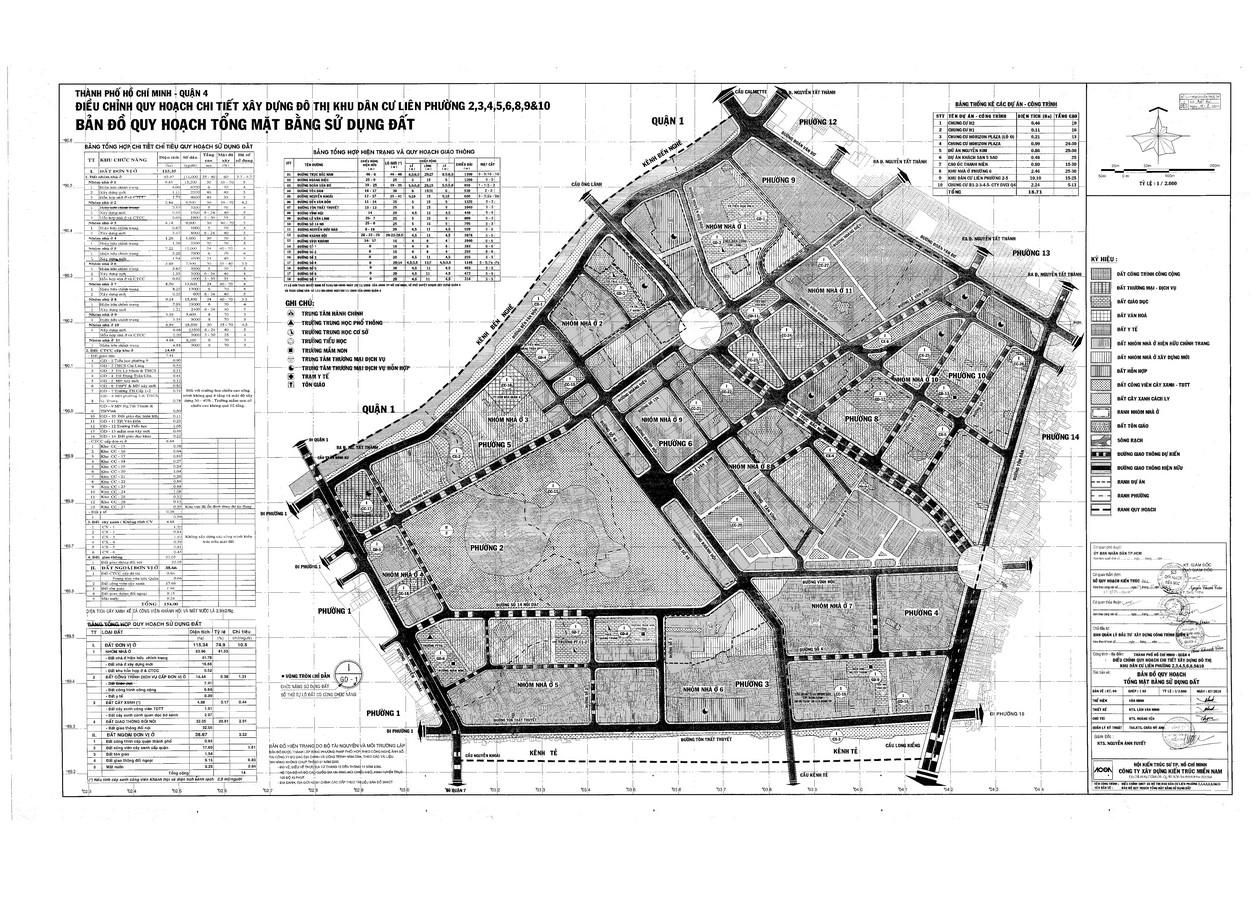 Bản đồ quy hoạch 1/2000 Khu dân cư liên phường 2, 3 ,4, 5, 6, 8, 9, 10, Quận 4