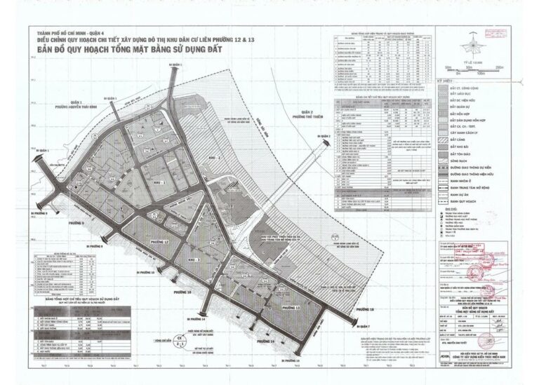 Bản đồ quy hoạch 1/2000 Khu dân cư phường 12 và 13