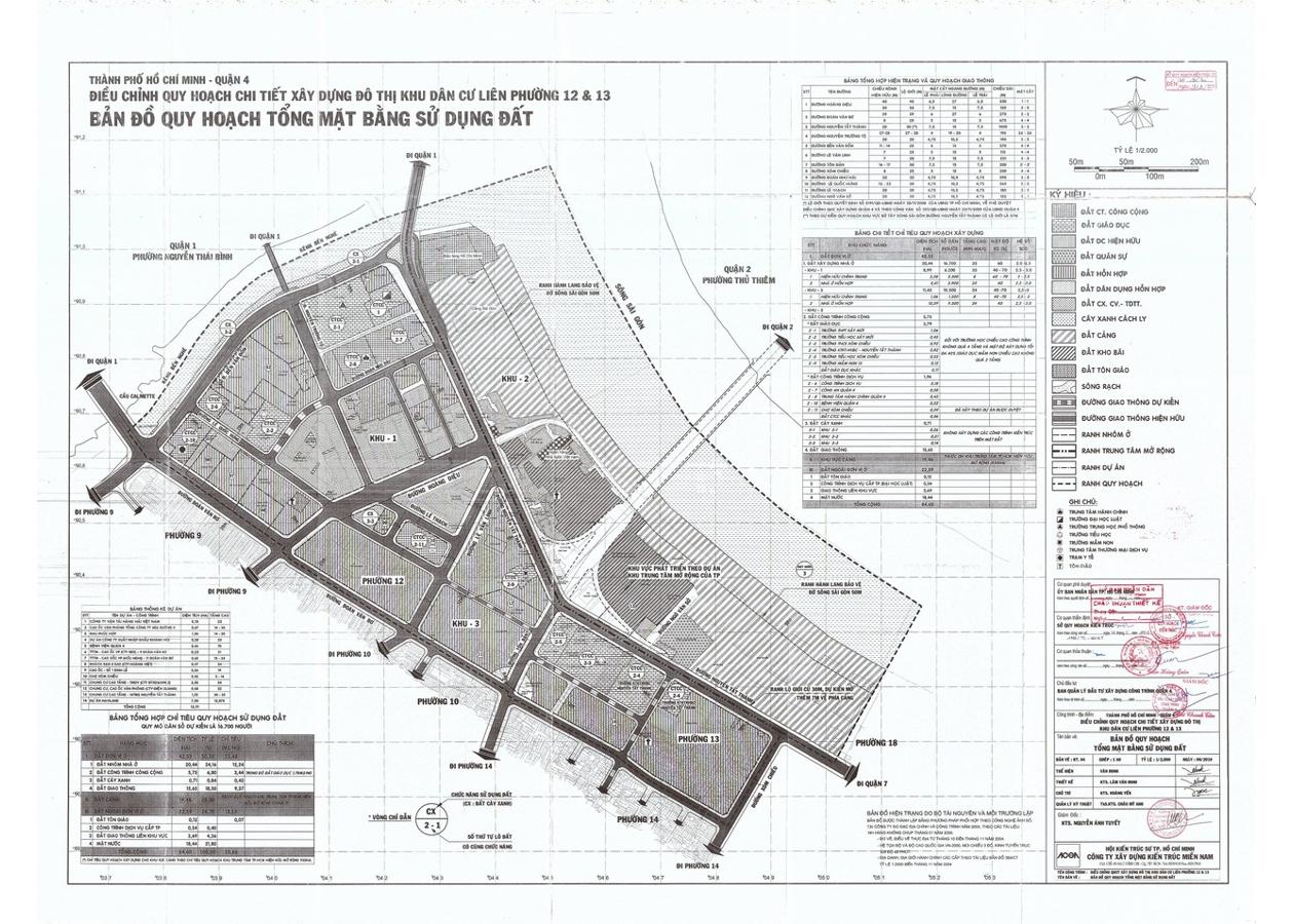 Bản đồ quy hoạch 1/2000 Khu dân cư phường 12 và 13, Quận 4