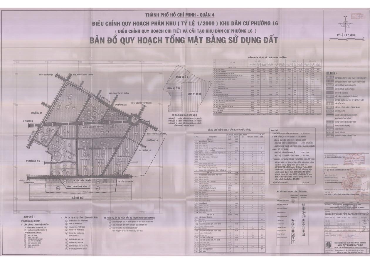 Bản đồ quy hoạch 1/2000 Khu dân cư phường 16, Quận 4