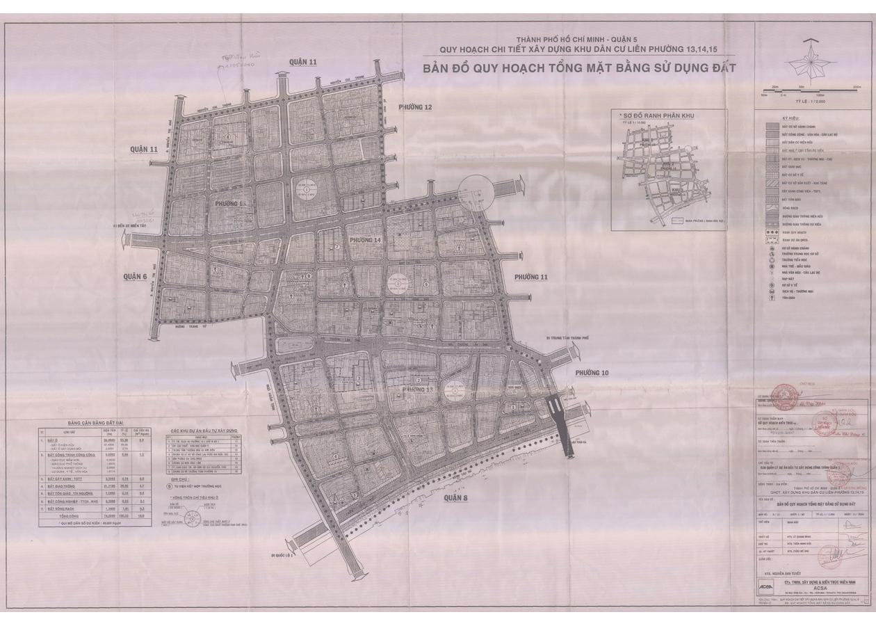 Bản đồ quy hoạch 1/2000 Khu dân cư liên phường 13, 14, 15, Quận 5