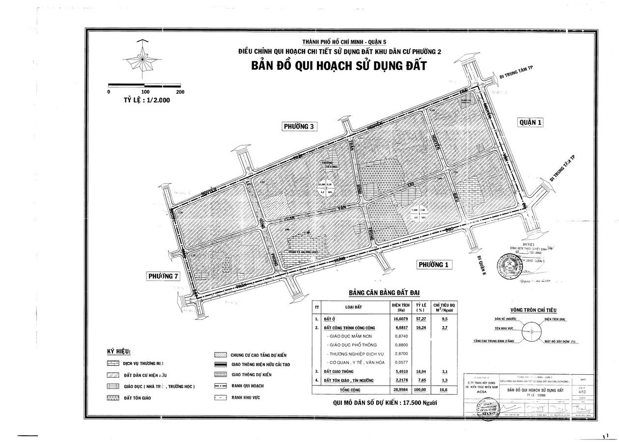 Bản đồ quy hoạch 1/2000 Khu dân cư Phường 2, Quận 5