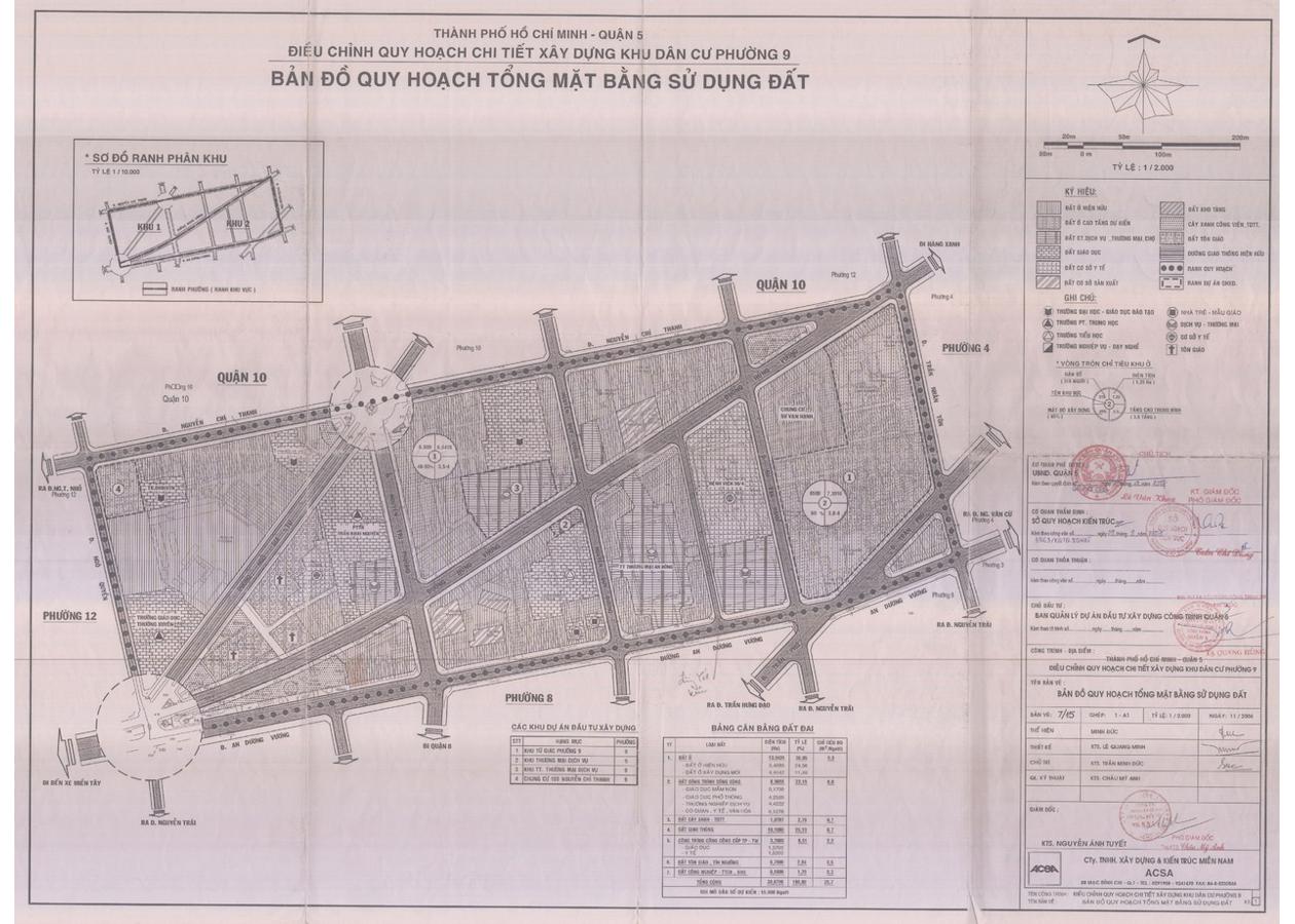 Bản đồ quy hoạch 1/2000 Khu dân cư Phường 9, Quận 5