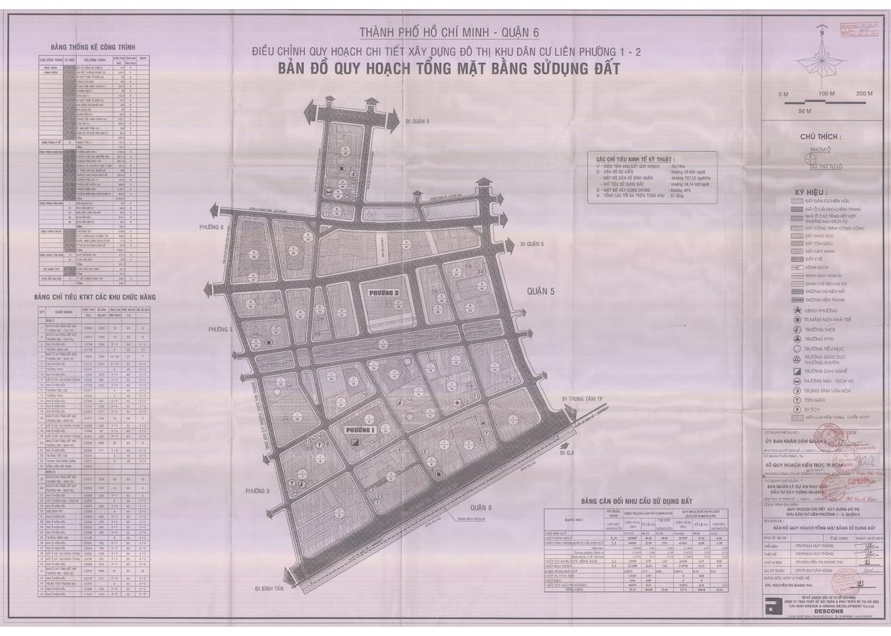 Bản đồ quy hoạch 1/2000 Khu dân cư liên phường 1, 2, Quận 6