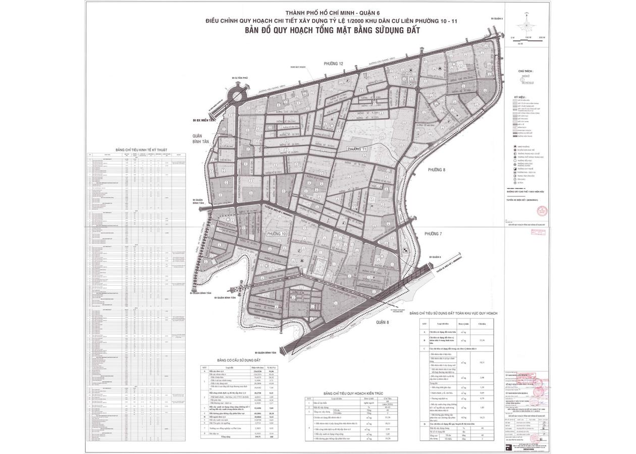 Bản đồ quy hoạch 1/2000 Khu dân cư liên phường 10, 11, Quận 6