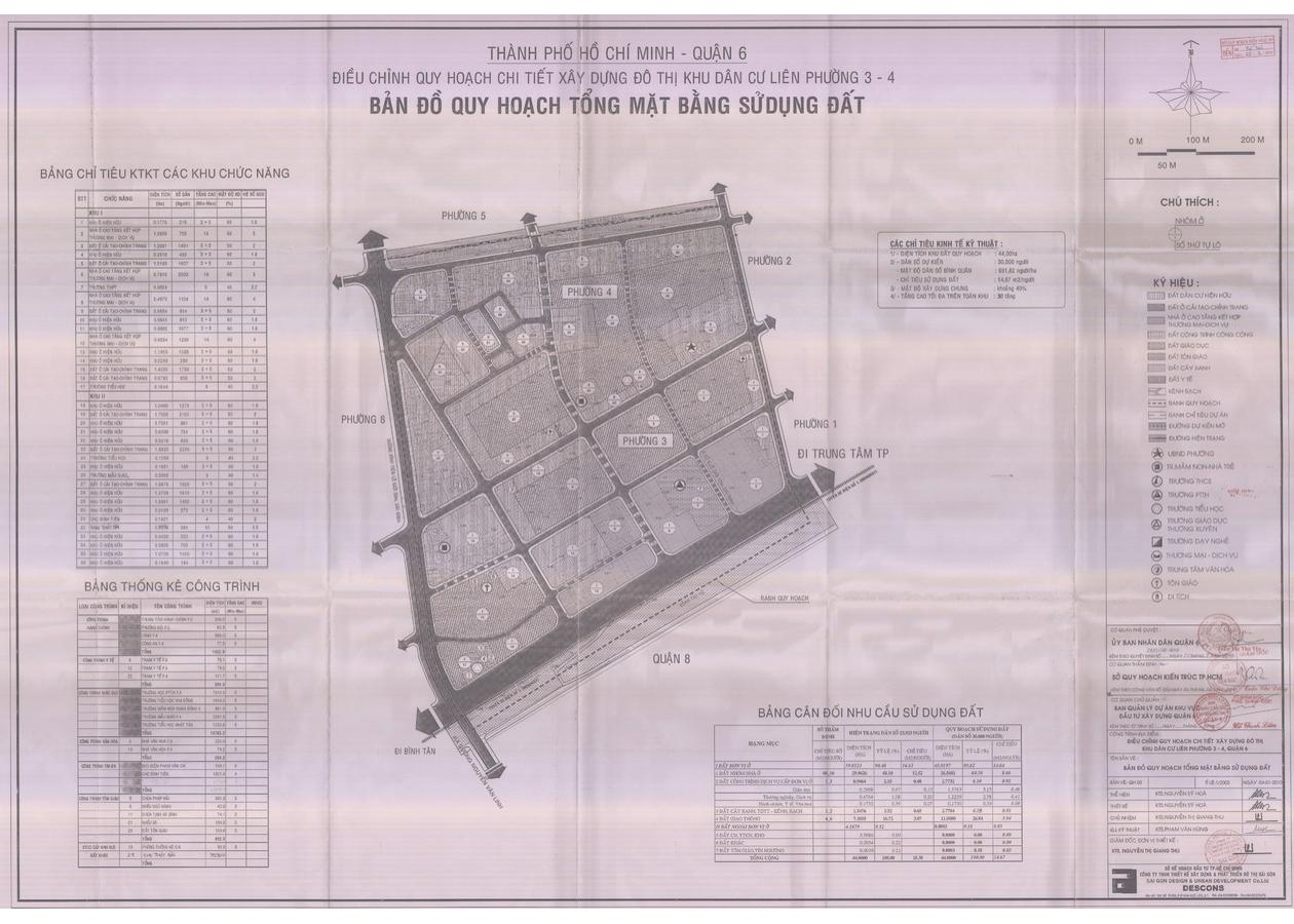 Bản đồ quy hoạch 1/2000 Khu dân cư liên phường 3, 4, Quận 6