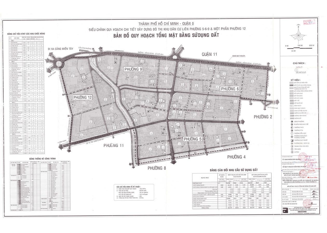 Bản đồ quy hoạch 1/2000 Khu dân cư liên phường 5, 6, 9, 12, Quận 6