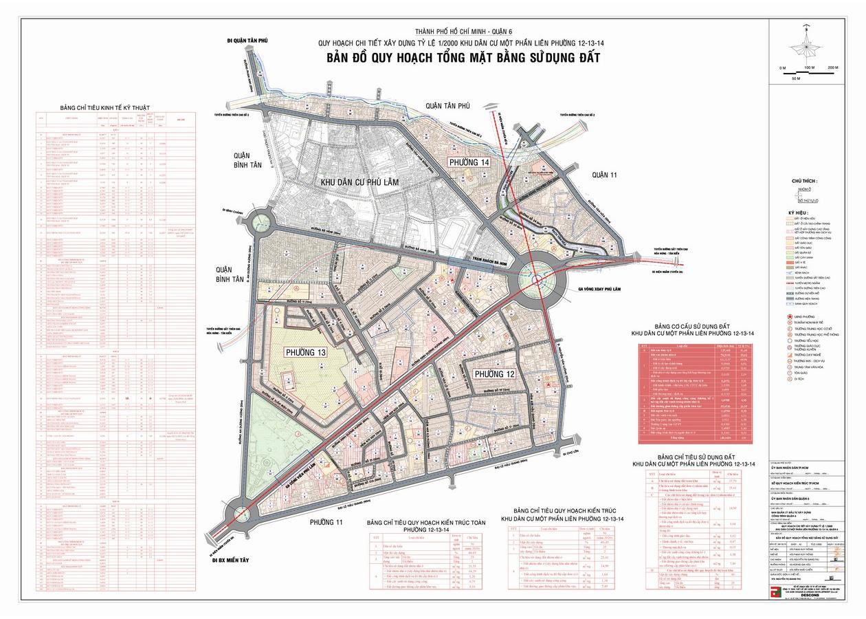 Bản đồ quy hoạch 1/2000 Khu dân cư liên phường một phần phường 12, 13, 14, Quận 6