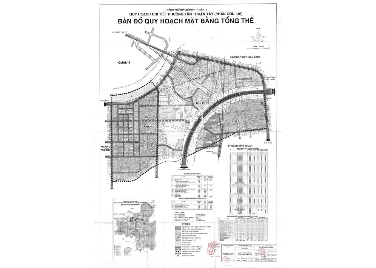 Bản đồ quy hoạch 1/2000 Khu dân cư A & B phường Tân Thuận Tây, Quận 7