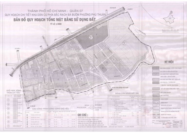 Bản đồ quy hoạch 1/2000 Khu dân cư phía Bắc rạch Bà Bướm