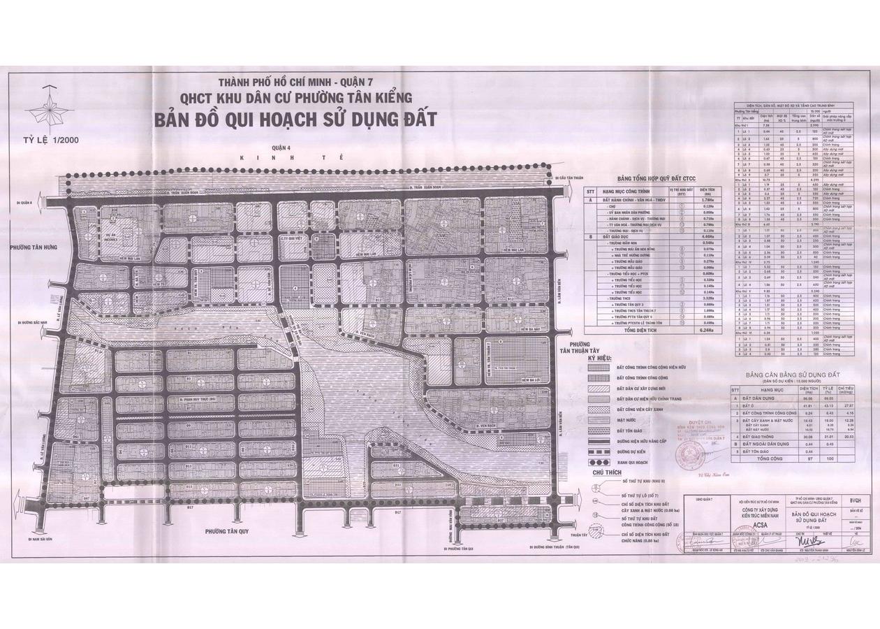 Bản đồ quy hoạch 1/2000 Khu dân cư phường Tân Kiểng, Quận 7